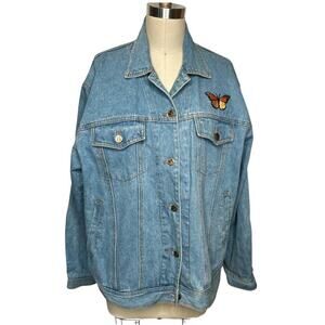 Rare Find VTG 90s Mickey & CO Disney Cotton Blue Embroidered Denim Jacket Size L